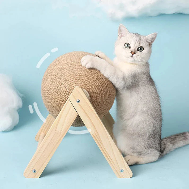 Cat Scratching Ball Toy, Sisal Scratching Ball with Stable Stand, Interactive Cat Exercise Toy for Interactive Play and Exercise
