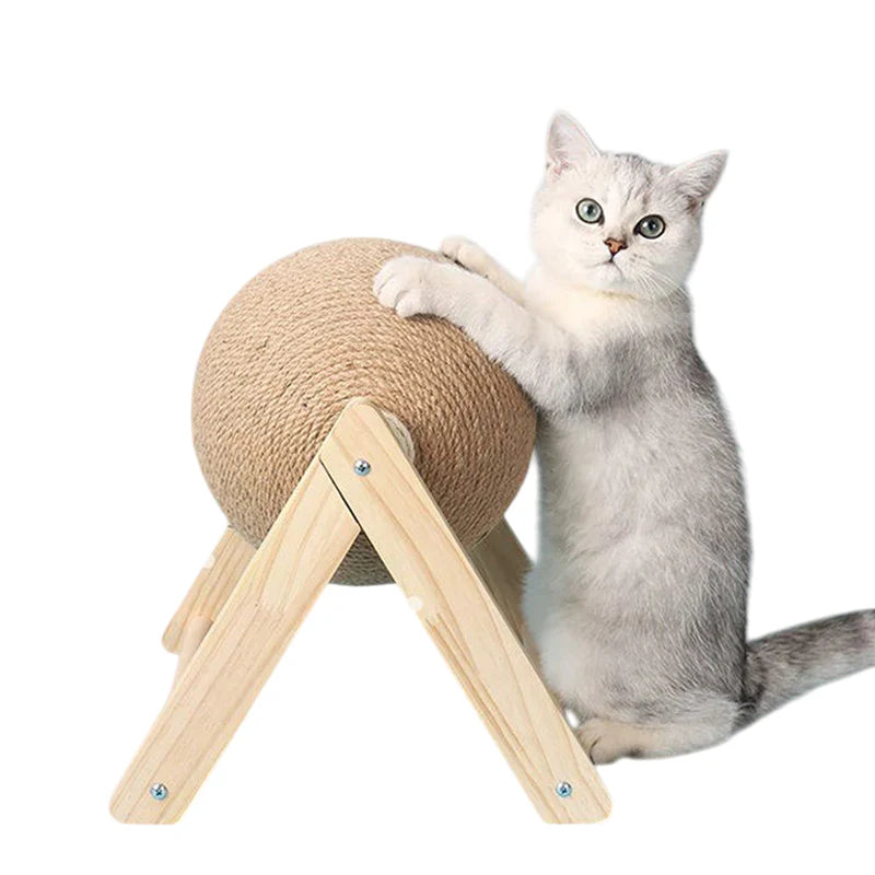 Cat Scratching Ball Toy, Sisal Scratching Ball with Stable Stand, Interactive Cat Exercise Toy for Interactive Play and Exercise