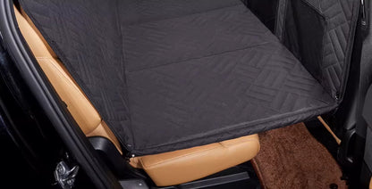 Dog Car Seat Cover + ( FREE SAFETY BELT), Back Seat Cover for Dogs Pet Car Seat Protector Waterproof Bench Car Seat Cover, Non-Slip Reat Seat Cover Fits Middle Armrest for Most Cars Trucks Suvs - Black