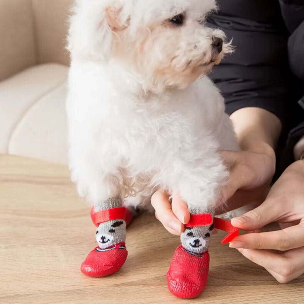 Autumn Winter Pet Dog Shoes Socks Waterproof Cats Dogs Rubber Socks Non-Slip Dog Rain Snow Boots Socks Dogs Knitting Warm Socks