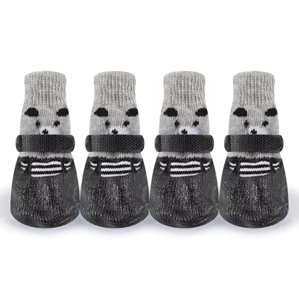 Autumn Winter Pet Dog Shoes Socks Waterproof Cats Dogs Rubber Socks Non-Slip Dog Rain Snow Boots Socks Dogs Knitting Warm Socks