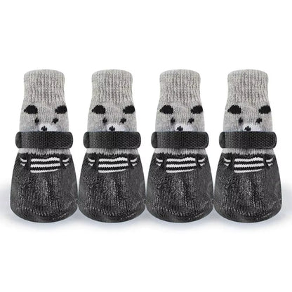 Autumn Winter Pet Dog Shoes Socks Waterproof Cats Dogs Rubber Socks Non-Slip Dog Rain Snow Boots Socks Dogs Knitting Warm Socks