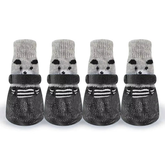 Autumn Winter Pet Dog Shoes Socks Waterproof Cats Dogs Rubber Socks Non-Slip Dog Rain Snow Boots Socks Dogs Knitting Warm Socks