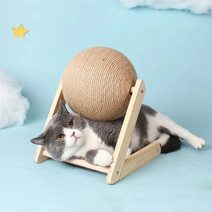 Cat Scratching Ball Toy, Sisal Scratching Ball with Stable Stand, Interactive Cat Exercise Toy for Interactive Play and Exercise