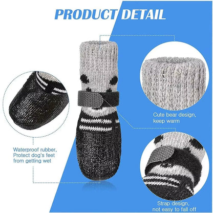 Autumn Winter Pet Dog Shoes Socks Waterproof Cats Dogs Rubber Socks Non-Slip Dog Rain Snow Boots Socks Dogs Knitting Warm Socks